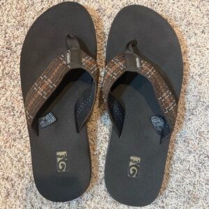 Teva Sandals Men’s Flip Flop Brown Beige Pattern Size 10 Teva 90s Minimalist